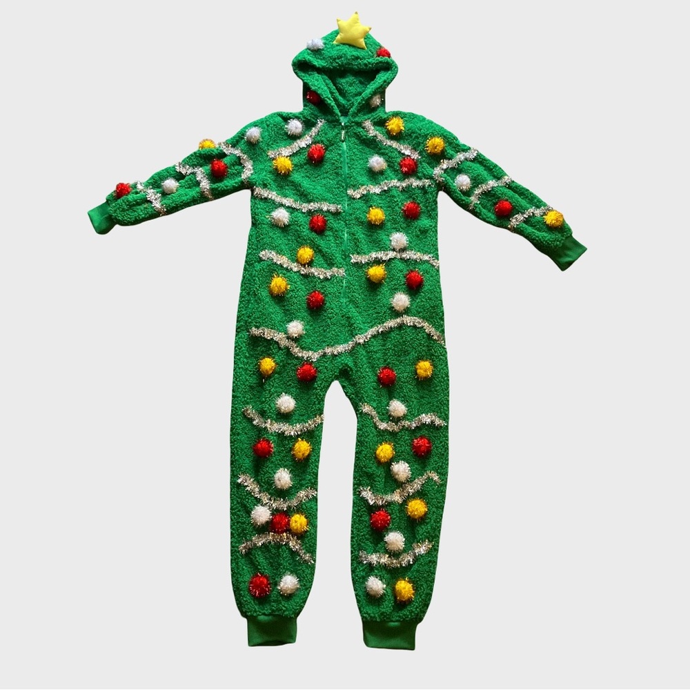 Tipsy Elves Green Holiday Tree Sweater Onesie